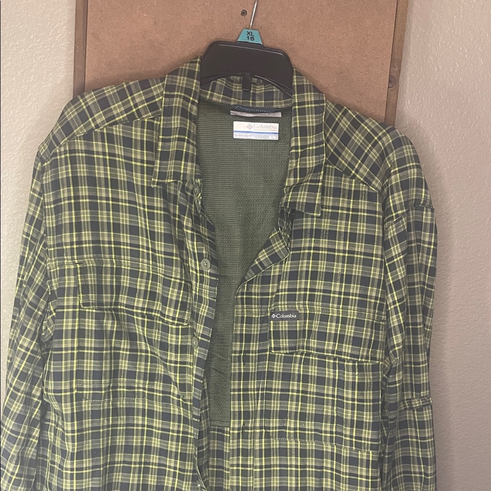 Columbia Yellow and Green Checkered Shirt